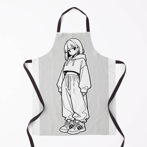 Item preview, Fashion - Girl in White Crop Hoodie Baggy Pants Striped Sneakers designed and sold by AnimeShin.