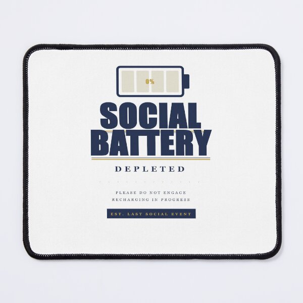 Item preview, Social Battery Depleted Funny Introvert Gift – Navy Gold Shirt for Antisocial, Please Do Not Engage designed and sold by Mega-Shopping.