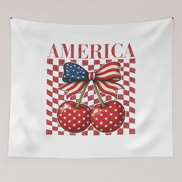 Item preview,  USA Cherry America Flag Patriotic 4th July gift designed and sold by Amzkao.