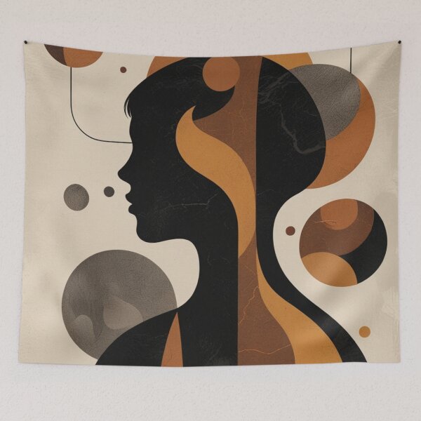 Item preview, Abstract Female Silhouette Astral Retro Print designed and sold by EnmarcArt.