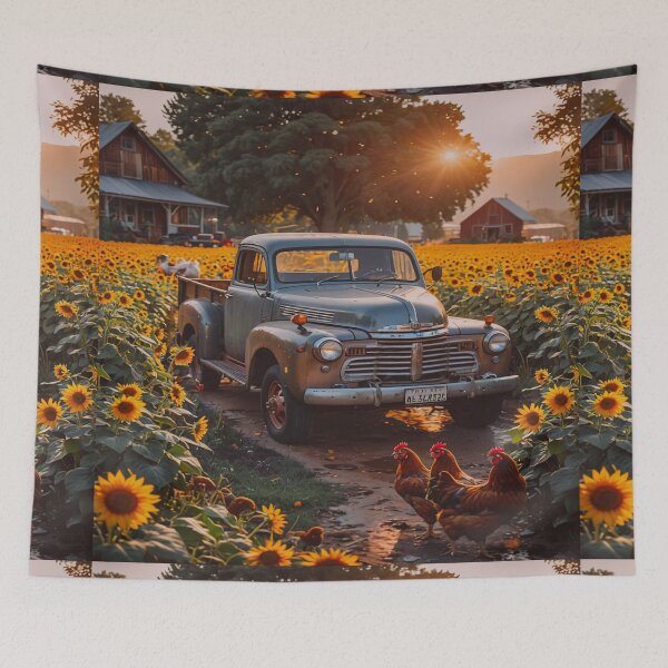 Item preview, Vintage Truck in Sunflower Field Wall Art designed and sold by BeautifulVirtues.