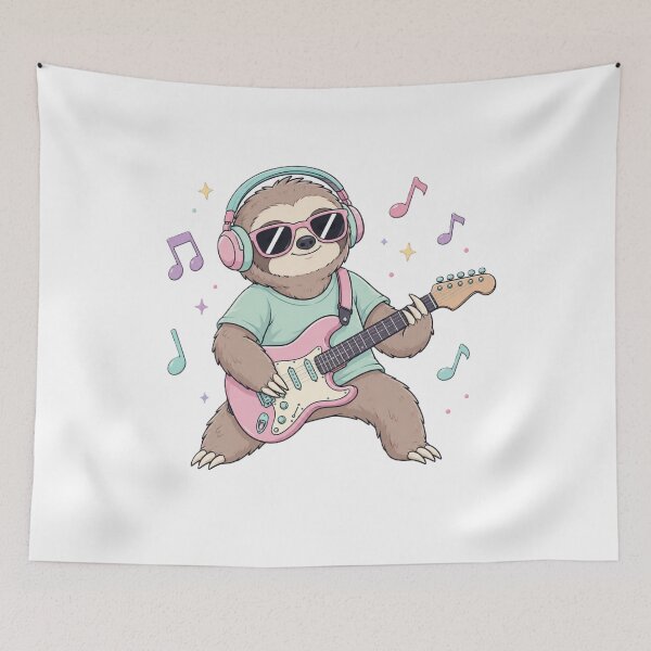 Item preview, Cool Sloth Playing Electric Guitar Headphones Music Design designed and sold by Sharlo Shop.