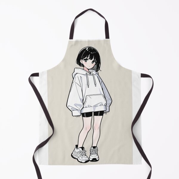 Item preview, Fashion - Girl in White Hoodie Bike Shorts Chunky Sneakers Variant 4 designed and sold by AnimeShin.
