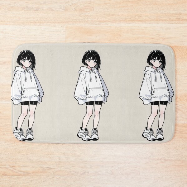 Item preview, Fashion - Girl in White Hoodie Bike Shorts Chunky Sneakers Variant 4 designed and sold by AnimeShin.