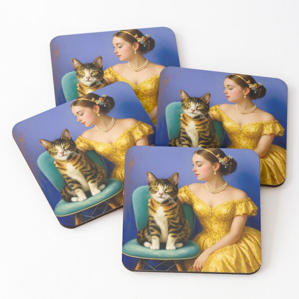 Item preview, The Lady in Gold – Classical Oil Painting Style with Tabby Cat designed and sold by UmSkelig834.