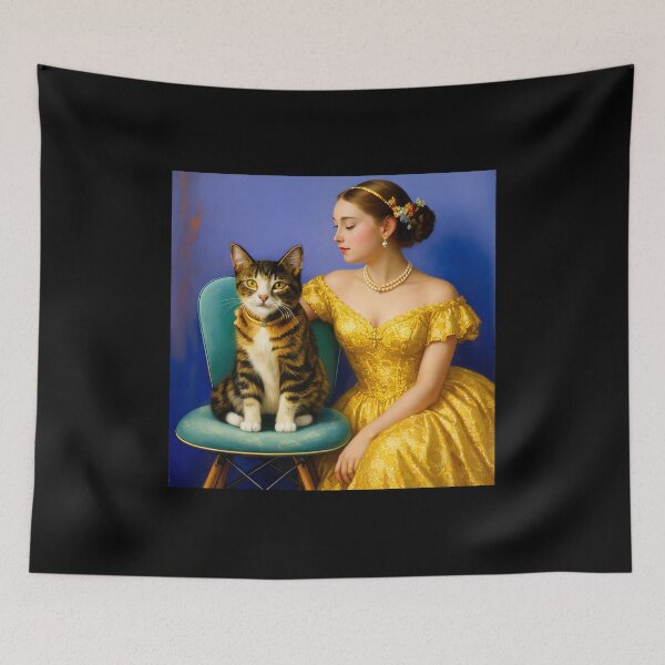Item preview, The Lady in Gold – Classical Oil Painting Style with Tabby Cat designed and sold by UmSkelig834.
