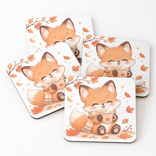 Item preview, Cute Fox Autumn Leaves Cozy Scarf Hot Coffee Design designed and sold by Sharlo Shop.