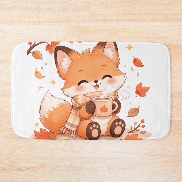 Item preview, Cute Fox Autumn Leaves Cozy Scarf Hot Coffee Design designed and sold by Sharlo Shop.