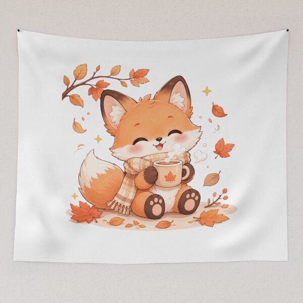 Item preview, Cute Fox Autumn Leaves Cozy Scarf Hot Coffee Design designed and sold by Sharlo Shop.