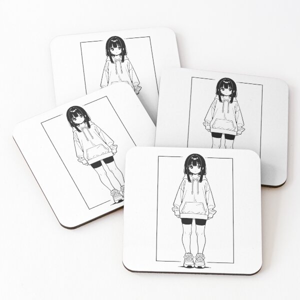 Item preview, Fashion - Girl in White Hoodie Bike Shorts Chunky Sneakers designed and sold by AnimeShin.