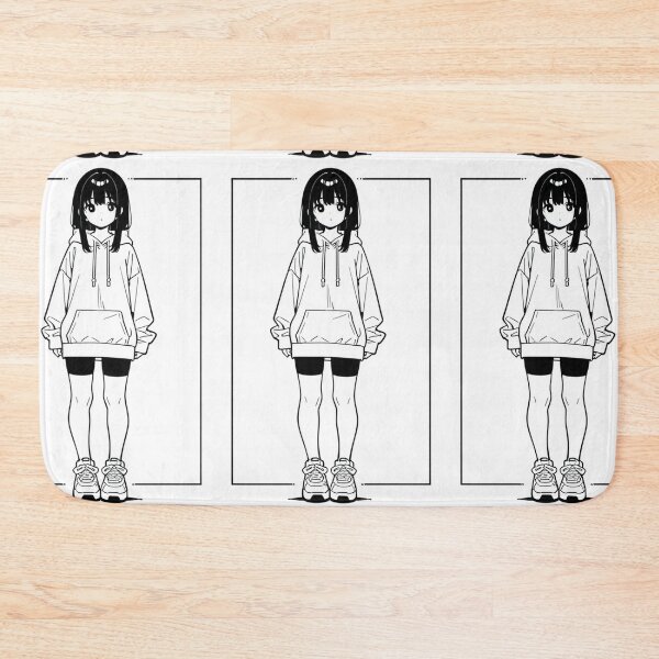 Item preview, Fashion - Girl in White Hoodie Bike Shorts Chunky Sneakers designed and sold by AnimeShin.