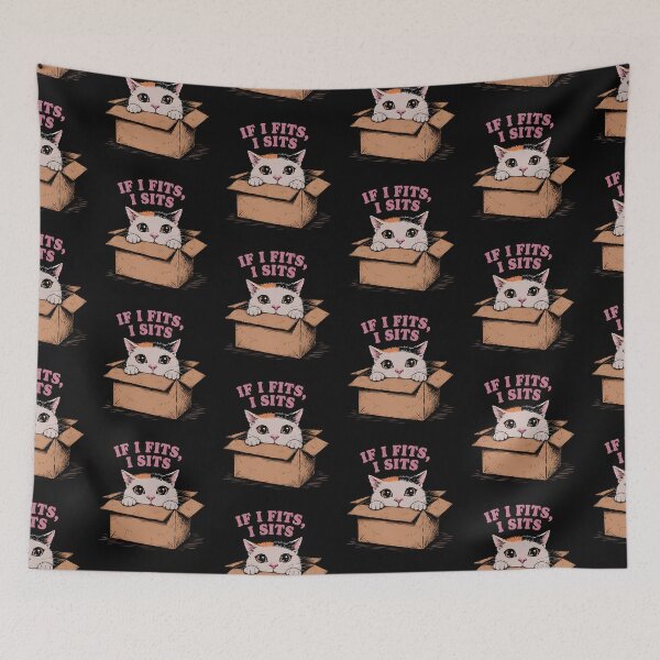 Item preview, If I Fits I Sits Cat in Box Funny Cat Lover Design designed and sold by ChaoticCatIlust.