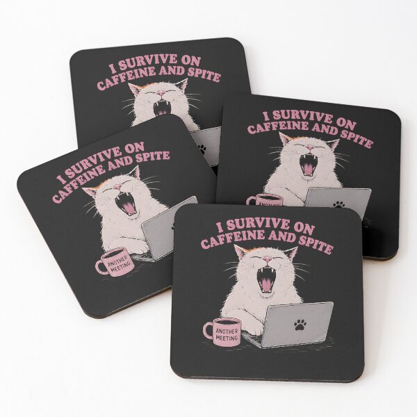 Item preview, Office Cat Surviving on Coffee and Sarcasm Funny Design designed and sold by ChaoticCatIlust.