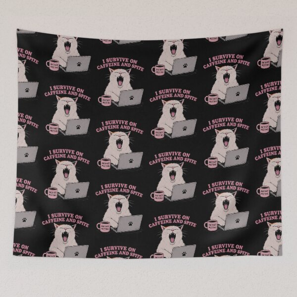 Item preview, Office Cat Surviving on Coffee and Sarcasm Funny Design designed and sold by ChaoticCatIlust.
