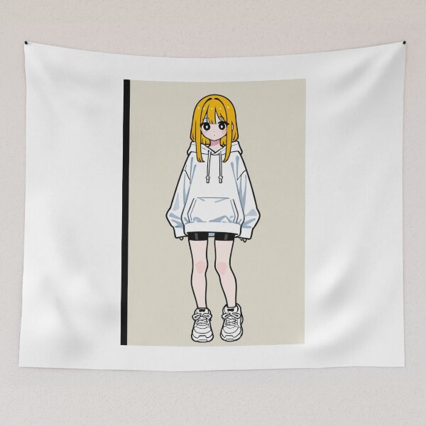Item preview, Fashion - Girl with Yellow Hair White Hoodie Bike Shorts designed and sold by AnimeShin.