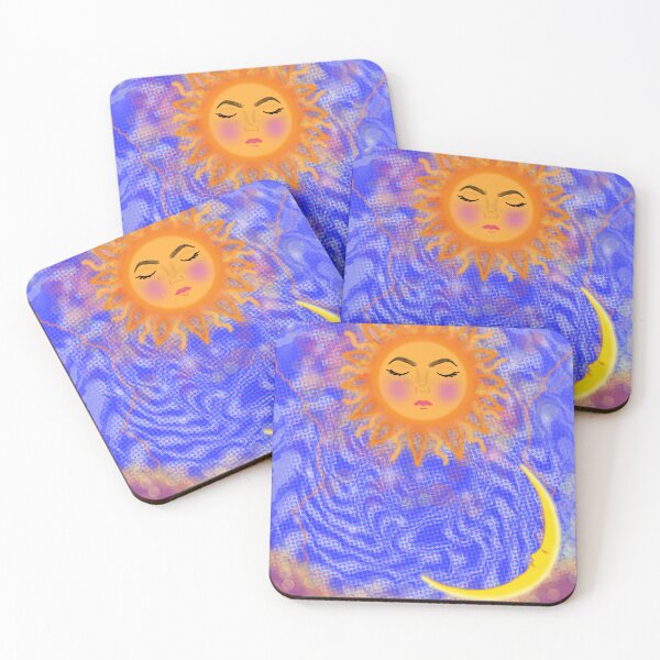 Item preview, Trippy Wavy Ethereal Sun and Moon  designed and sold by BentViolets.