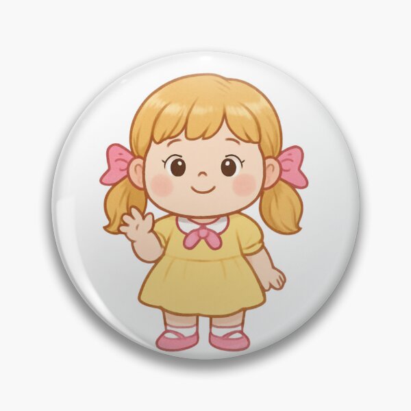 Item preview, Cute Anime Girl Waving – Sweet Chibi Little Girl in Yellow Dress designed and sold by Inka Moon Design.