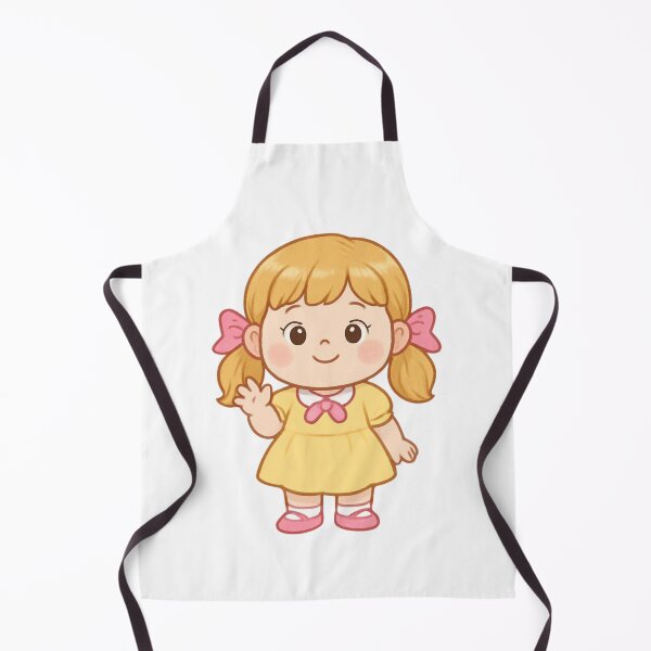 Item preview, Cute Anime Girl Waving – Sweet Chibi Little Girl in Yellow Dress designed and sold by Inka Moon Design.