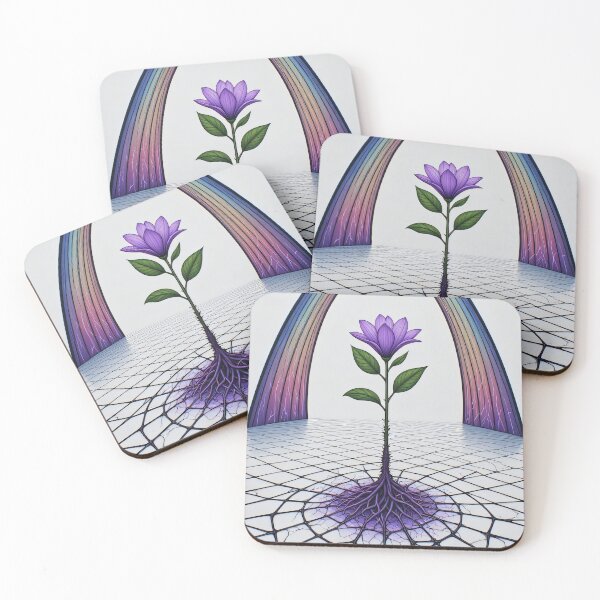 Item preview, A delicate purple flower blooms beneath a colorful rainbow. designed and sold by Mianku | Für das Leben.