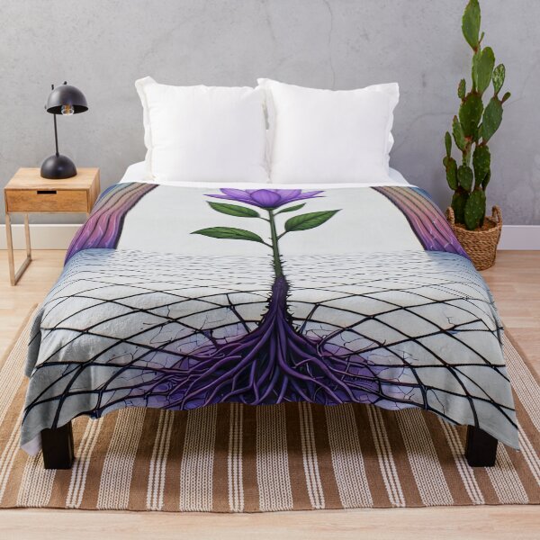 Item preview, A delicate purple flower blooms beneath a colorful rainbow. designed and sold by Mianku | Für das Leben.