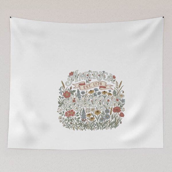 Item preview, Vintage America Wildflowers Patriotic EST 1776 Design designed and sold by Paper Drip.