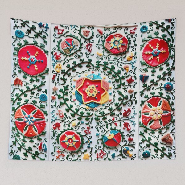 Item preview, Uzbekistan Suzani Floral Pattern designed and sold by Vicky Brago-Mitchell®.