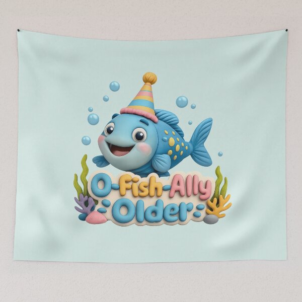 Item preview, O-Fish-Ally Older Cute Fish Birthday | Kawaii 3D Ocean Animal Party Fish Art designed and sold by Moons Studio.