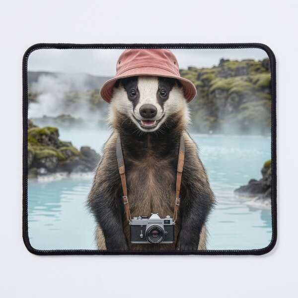 Item preview, Badger Visits Blue Lagoon in Iceland designed and sold by Tridentulus.