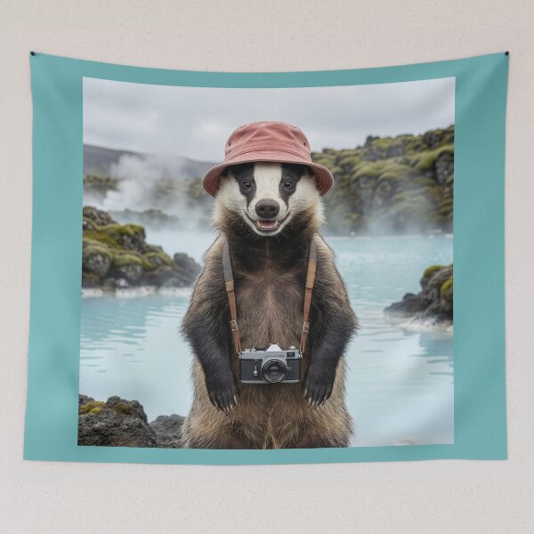 Item preview, Badger Visits Blue Lagoon in Iceland designed and sold by Tridentulus.