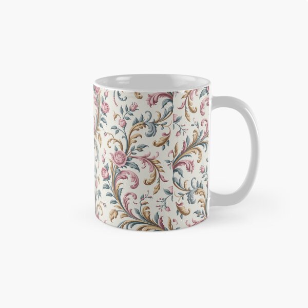 Item preview, Elegant Rococo Pink Rose Pattern | Ornate Gold Teal Scroll Seamless Repeat designed and sold by Midnight Veil Designs.