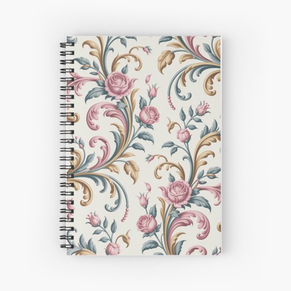 Item preview, Elegant Rococo Pink Rose Pattern | Ornate Gold Teal Scroll Seamless Repeat designed and sold by Midnight Veil Designs.