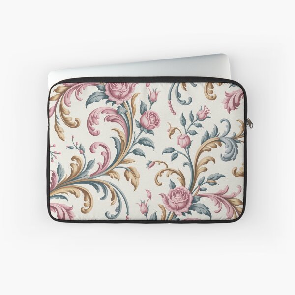 Item preview, Elegant Rococo Pink Rose Pattern | Ornate Gold Teal Scroll Seamless Repeat designed and sold by Midnight Veil Designs.