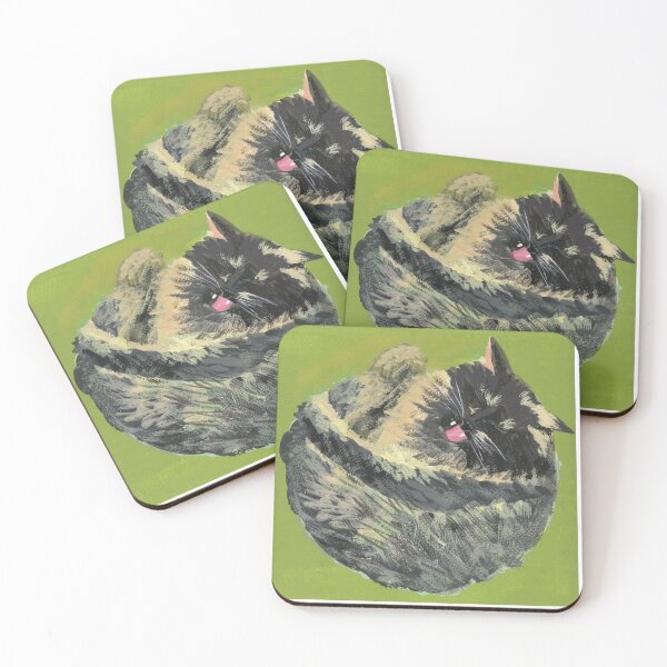 Item preview, Tortoiseshell cat yawning designed and sold by jansgarden.