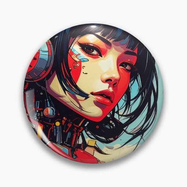 Item preview, Cyberpunk Japanese Woman Girl Portrait Art T-Shirt | Futuristic Anime Sci-Fi Aesthetic Gift for Her/Him designed and sold by PYRAMIDA Co..