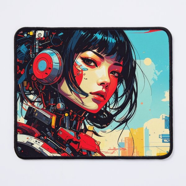 Item preview, Cyberpunk Japanese Woman Girl Portrait Art T-Shirt | Futuristic Anime Sci-Fi Aesthetic Gift for Her/Him designed and sold by PYRAMIDA Co..