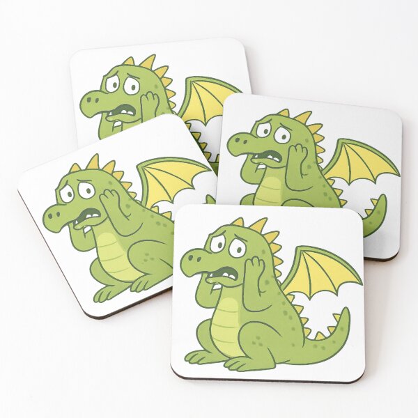 Item preview, Anxious Little Dragon – Scared Cute Chibi Dragon Having an Anxiety Attack designed and sold by Inka Moon Design.