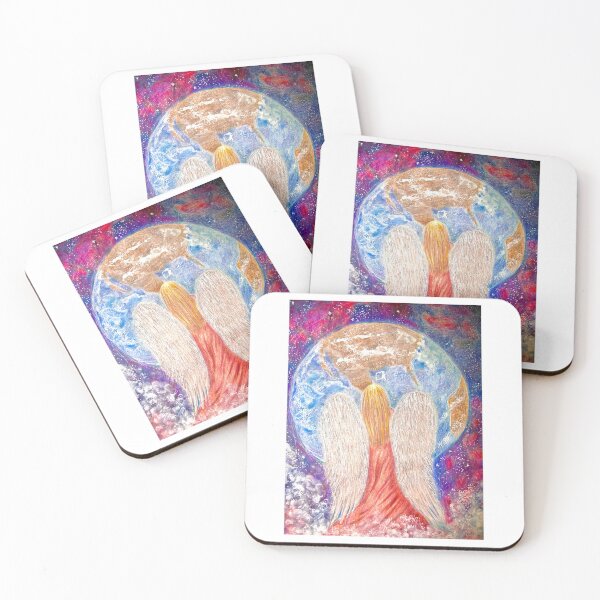 Item preview, Celestial Painting With An Angel Viewing Earth designed and sold by Whispering Grace Studio.