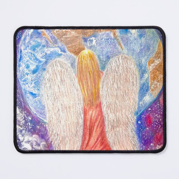 Item preview, Celestial Painting With An Angel Viewing Earth designed and sold by Whispering Grace Studio.