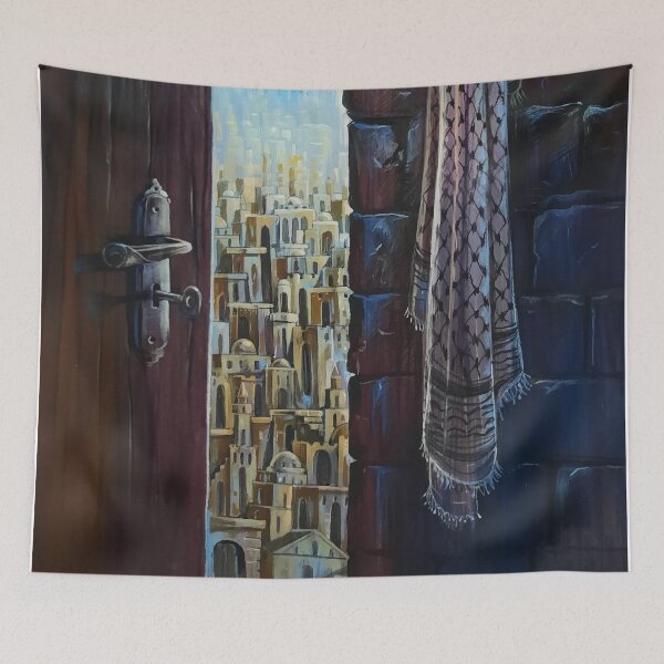 Item preview, Our House In Jerusalem Painting, Al Quds Old House Drawing , Palestinian Right of Return Wall Art, Free Palestine Al Aqsa City Framed Poster designed and sold by Hurriyyatee.