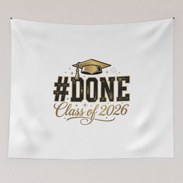 Item preview, Hashtag DONE Class Of 2026 Retro Gold Graduation designed and sold by drchzak.