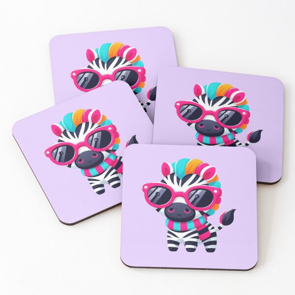 Item preview, Cute Colorful Zebra With Pink Glasses designed and sold by SweetLilith.