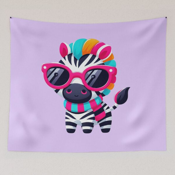 Item preview, Cute Colorful Zebra With Pink Glasses designed and sold by SweetLilith.