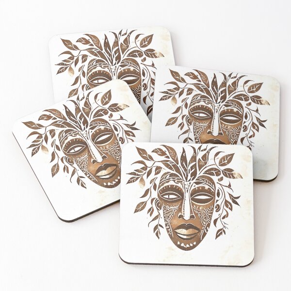 Item preview, Masked Vines: African Mask with Botanical Vines Wo designed and sold by Mercella-Inc.