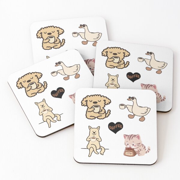 Aperçu de l'œuvre Pack d'autocollants animaux mignons sur le thème du café | Collection animaux de café cosy | Pack d'autocollants esthétiques kawaii pour les amoureux du café créée et vendue par Art IN Pack.