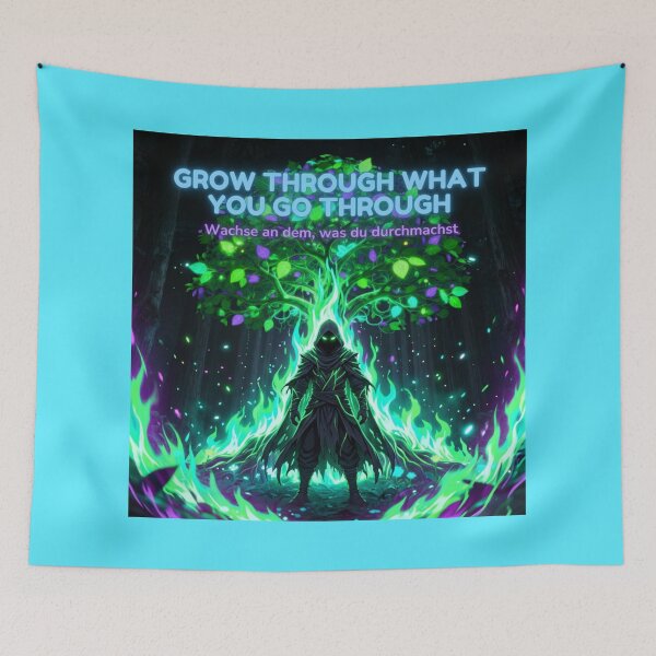 Item preview, Neon Samurai – Grow Through What You Go Through | Motivational Japanese Warrior Art designed and sold by DervoTeck2767.
