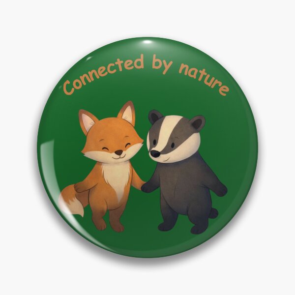Item preview, Connected By Nature Cute Fox and Badger – Sweet Woodland Friends Holding Hands designed and sold by Inka Moon Design.