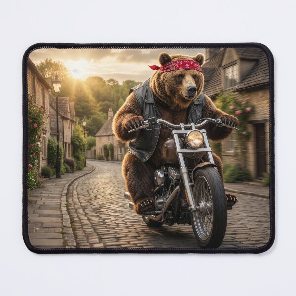 Item preview, Grizzly Bear Biker Motors around English Village designed and sold by Tridentulus.