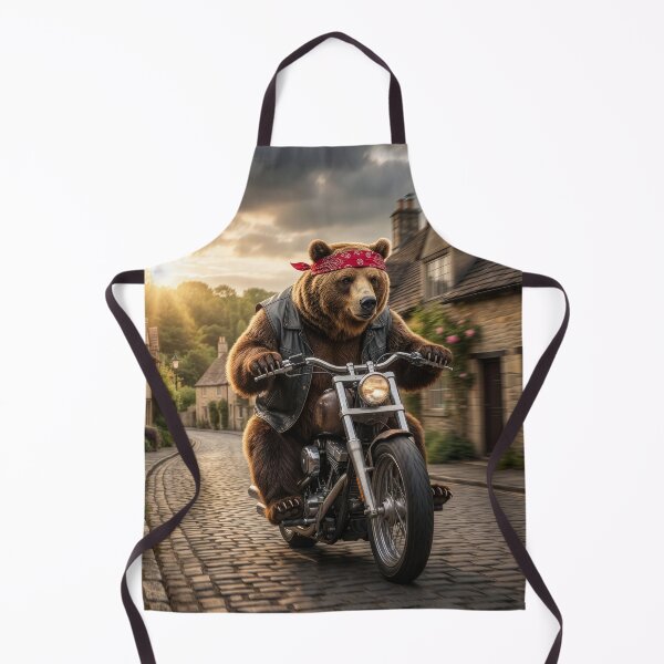 Item preview, Grizzly Bear Biker Motors around English Village designed and sold by Tridentulus.