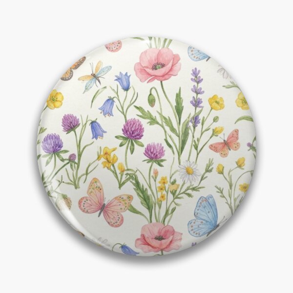 Item preview, Vintage Wildflower Meadow Pattern with Butterflies and Dragonflies designed and sold by FashioonTrends.