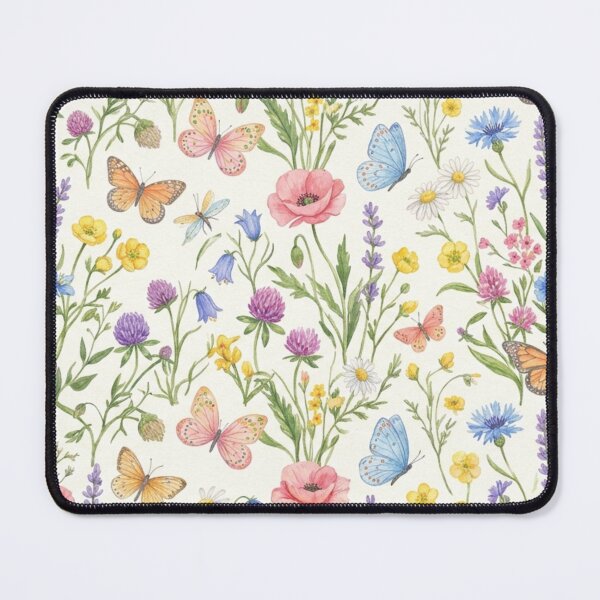 Item preview, Vintage Wildflower Meadow Pattern with Butterflies and Dragonflies designed and sold by FashioonTrends.
